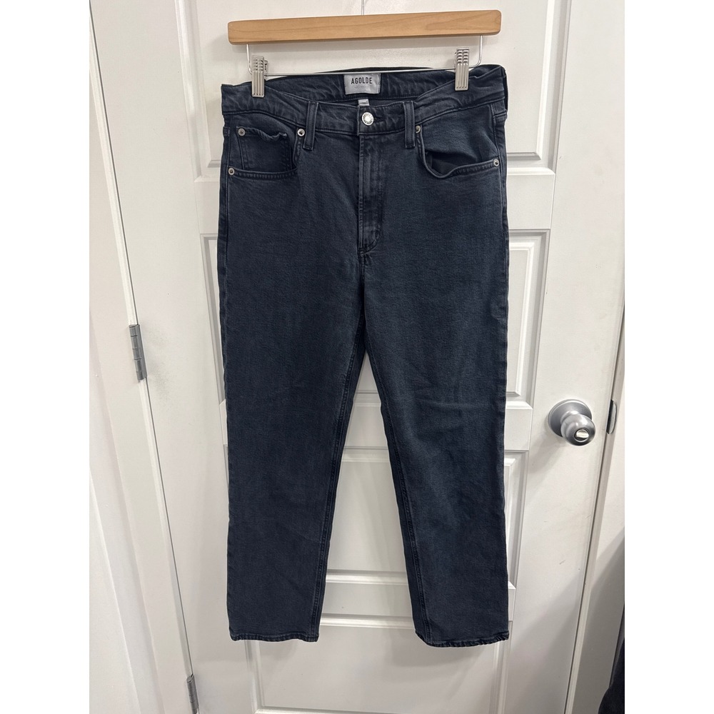 AGOLDE Los Angeles Womens Straight Leg Jeans Washed Black Denim Size 28